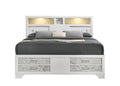 Soul Modern Style Queen Bed with Footboard drawers and shelves in the headboard Made with Wood in White