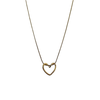 Titanium Steel Niche Hollow Heart Necklace Women's Simple Design