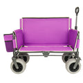 3-in-1 Heavy-Duty Folding Wagon Cart with Bench Seat & Storage, patent protection-Includes 1 ice pack, 500lbs, 180L Capacity, All-Terrain Wheels for Camping, Beach, Sports, Garden, Fish, Purple