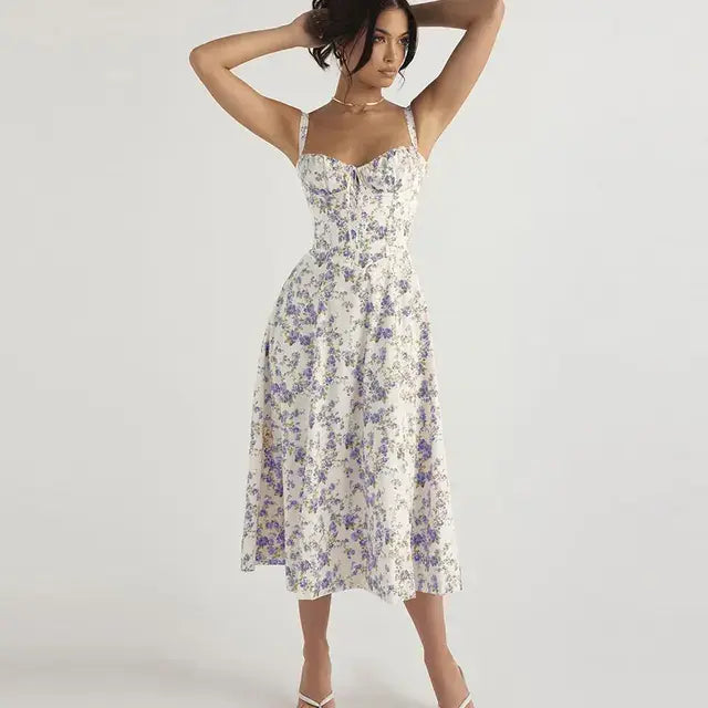 Summer Floral  A-line Dress - Eloy Royal