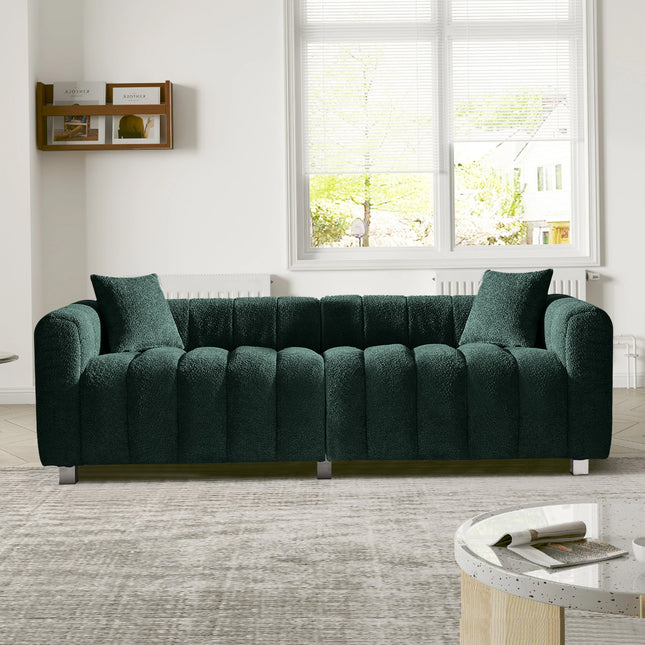 83.46 in in Premium Velvet Sofa 3-Seater Loveseat with Modern Bubble Upholstered