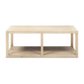 Ellis 48' Reclaimed Wood Open Frame Coffee Table with Lower Shelf in Light Natural Cerused Pine Wood