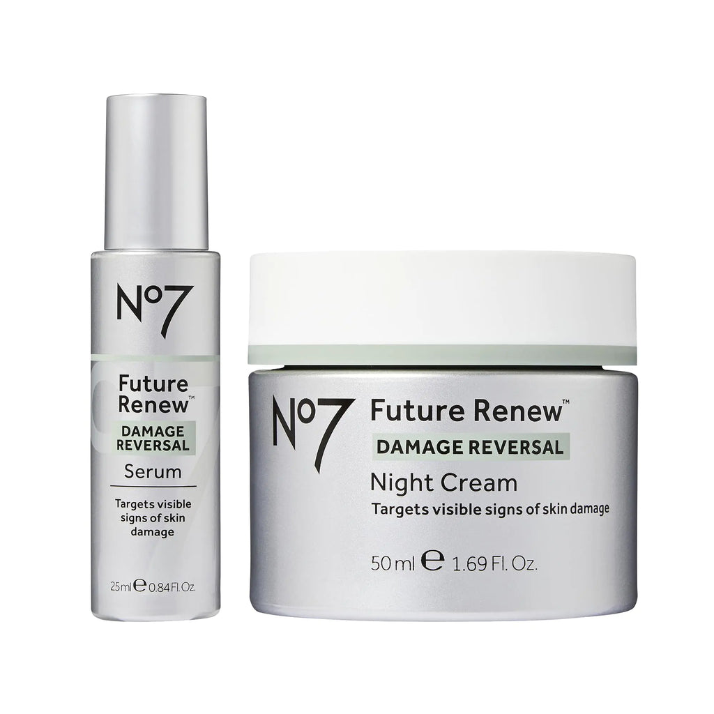 No7 Future Renew Skincare Starter Kit - Damage Reversal Serum + Night Cream - Anti-Aging Skincare Set Targets Visible Signs of Skin Damage (2 Count) n a
