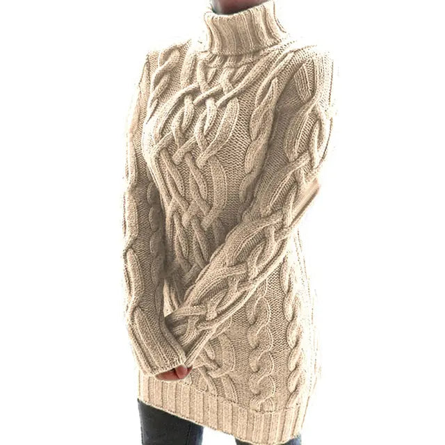 Turtleneck Twist Knitted Sweater Dress - Eloy Royal