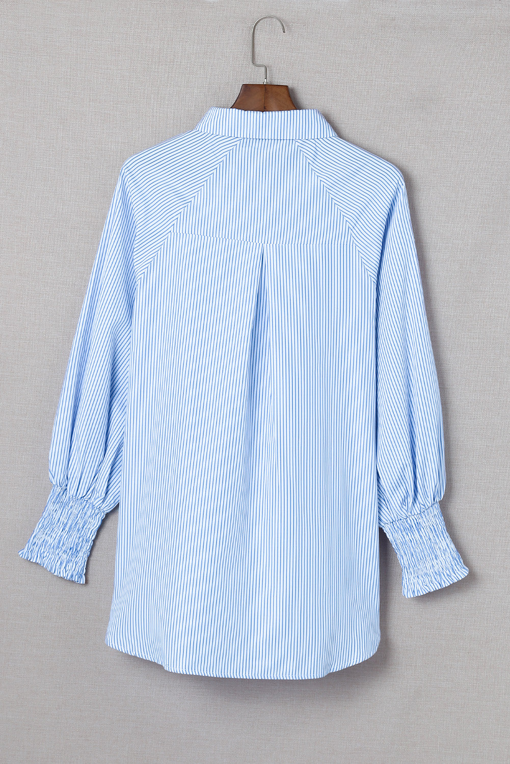 Light Blue Striped Casual Shirred Cuffs Shirt - Eloy Royal