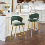 25.2' Modern Velvet Counter Stool with Gold Accents, Ergonomic Design & Plush Seat for Kitchen Island & Bar