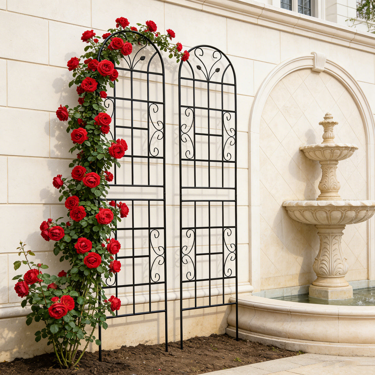 2 Pack Metal Garden Trellis 86.7' x 19.7' Rustproof Trellis for Climbing Plants Outdoor Flower Support Black