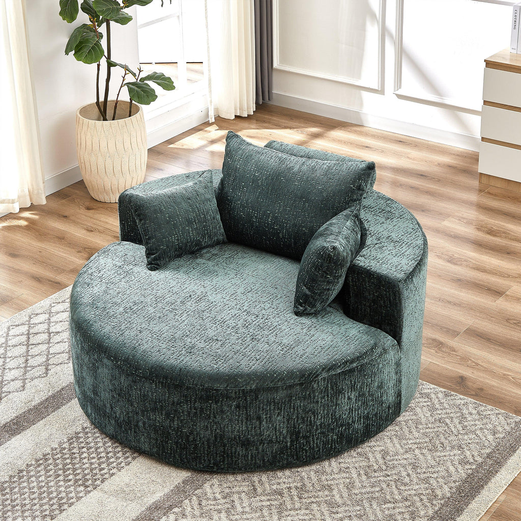 55'L Chenille Sponge single sofa,No Assembly Required,Fluffy Modern Sleeper Chair for Living room, Bedroom, Lounge and Projection Room(Not a swivel chair.) - Eloy Royal