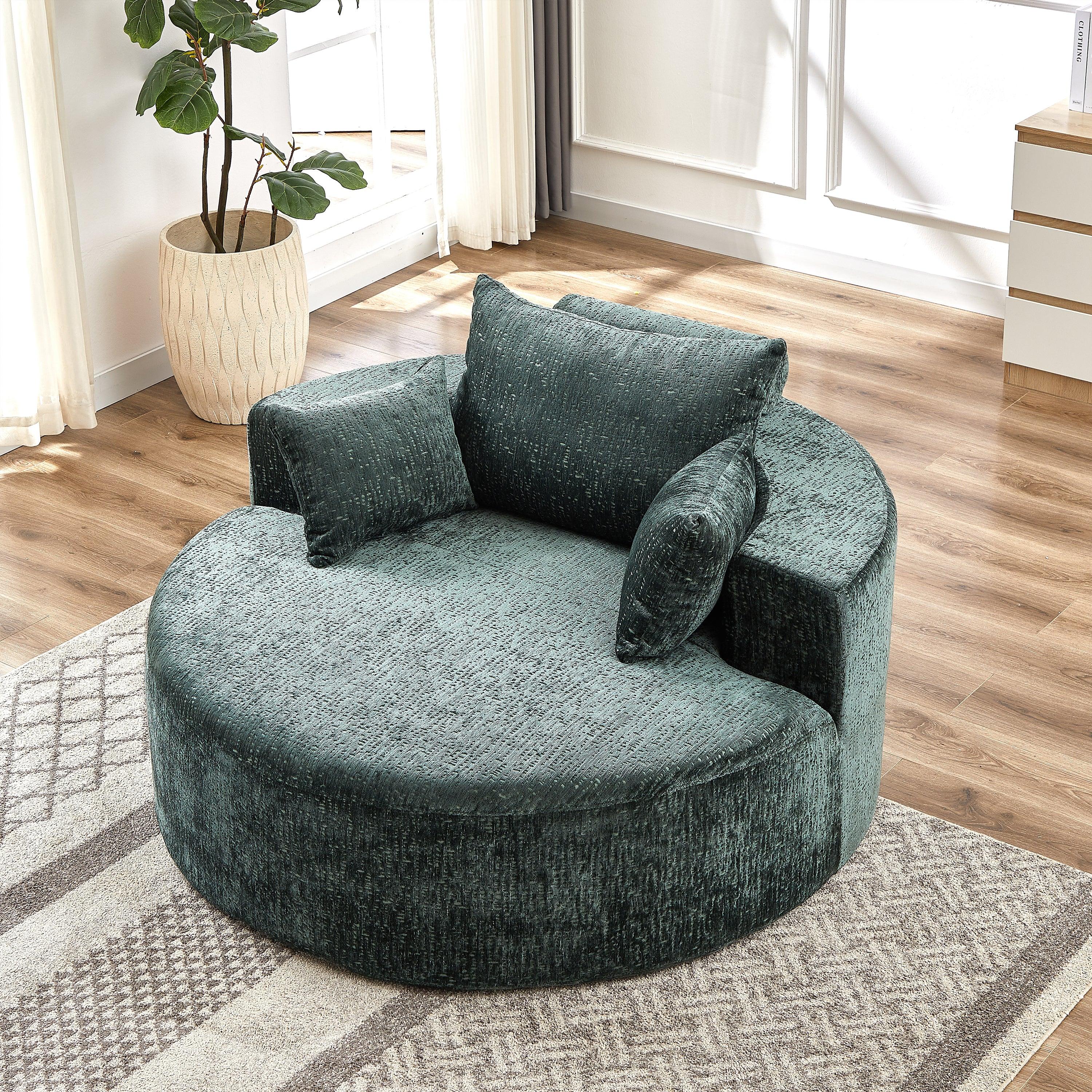 55'L Chenille Sponge single sofa,No Assembly Required,Fluffy Modern Sleeper Chair for Living room, Bedroom, Lounge and Projection Room(Not a swivel chair.) - Eloy Royal