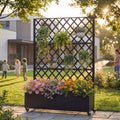 Metal Raised Garden Bed with Wheels and Trellis,73'x47'x16' Planter Box for Climbing Plants, Vegetables & Vines, Features Privacy Screen and Drainage Holes
