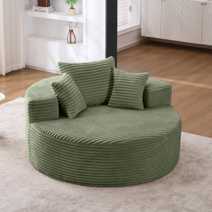Accent Chair, 55' Round Single Sofa, Fluffy Modern Sleeper Chair for Living room, Bedroom, Lounge and Projection Room, No Assembly Needed