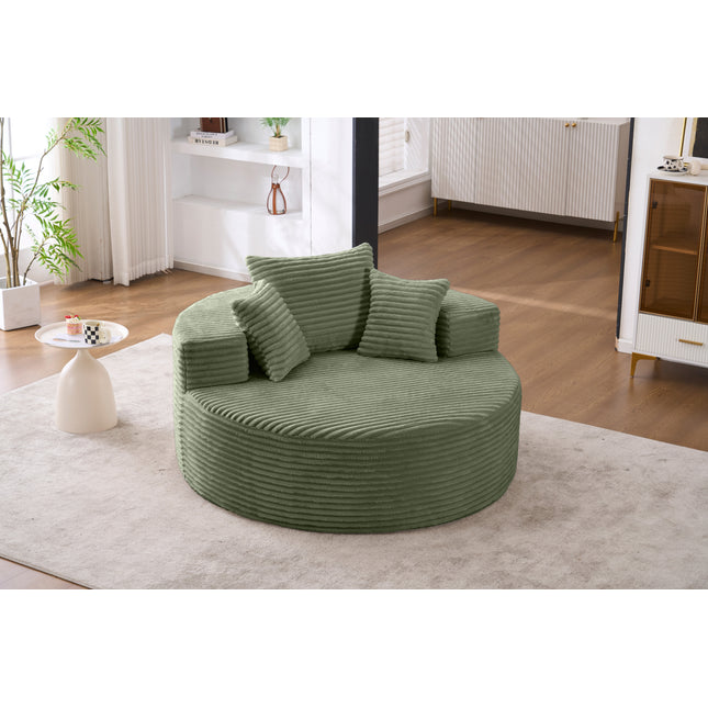 Accent Chair, 55' Round Single Sofa, Fluffy Modern Sleeper Chair for Living room, Bedroom, Lounge and Projection Room, No Assembly Needed