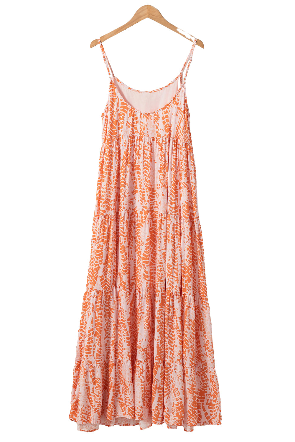 Orange Abstract Print Backless Tiered Maxi Dress - Eloy Royal