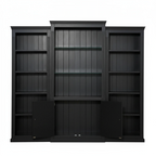 78.75'' Tall 3-Pieces Bookcase, Display Cabinet with 5 Colors Adjustable LED Ceiling Light, Retro style Bookshelves with tempered glass shelves for Living Room, Office, Studio or Workspace, Black - Eloy Royal