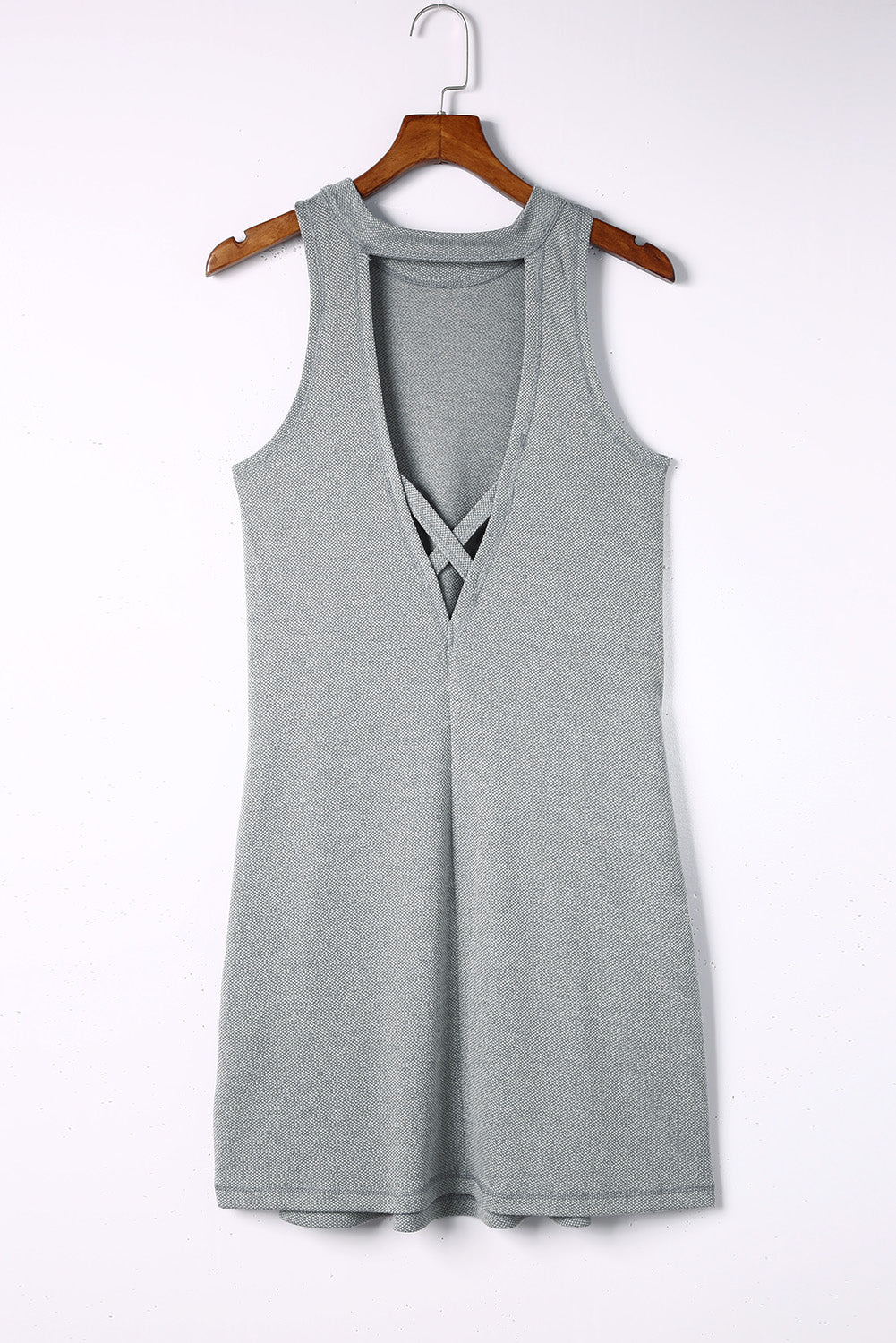 Gray Crisscross Cut-out Back Knit Tank Petal Dress - Eloy Royal