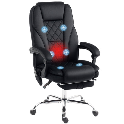 Vinsetto Executive Massage Office Chair, Heated Computer Desk Chair with Adjustable Height and Footrest, Black