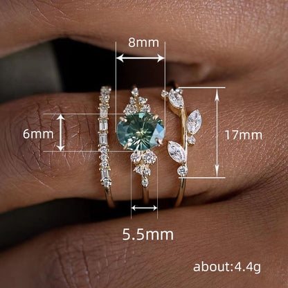 Flower Ring Horse Eye Inlaid Three-piece Set