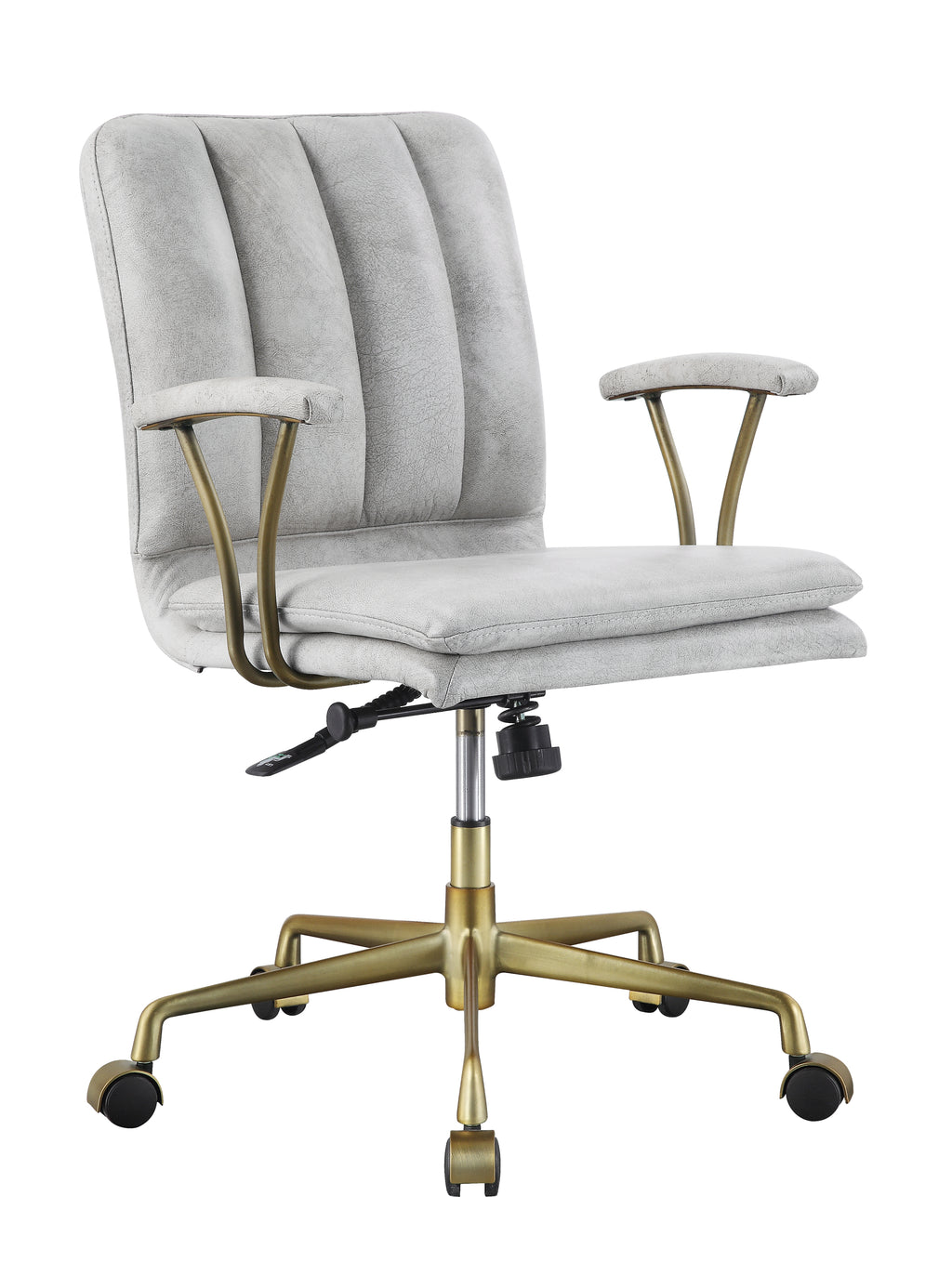 Damir Vintage White Top Grain Leather & Chrome Finish Office Chair