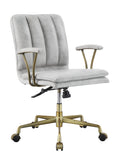 Damir Vintage White Top Grain Leather & Chrome Finish Office Chair