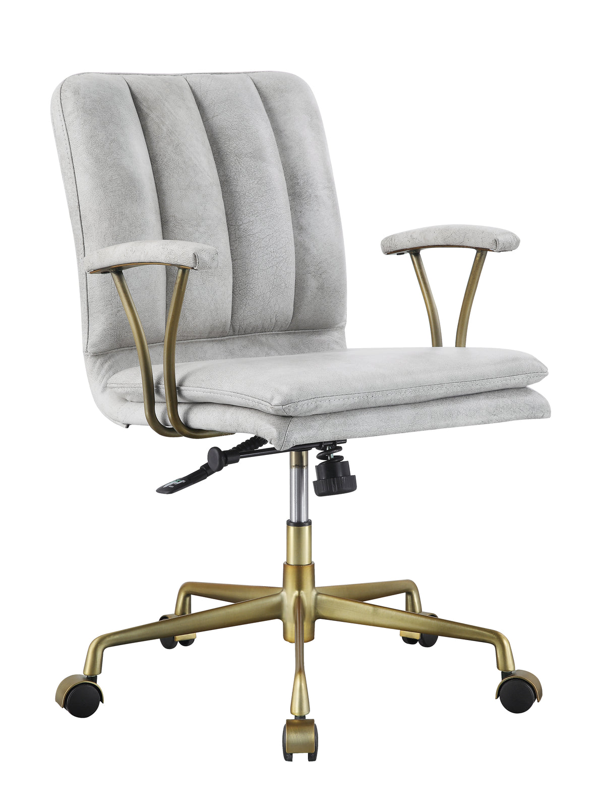 Damir Vintage White Top Grain Leather & Chrome Finish Office Chair
