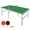6FT Foldable & Portable Table Tennis Table – Mid-Size Ping Pong Table Set for Indoor Play, Includes Net, 2 Paddle, and 3 Balls with Green Tabletop