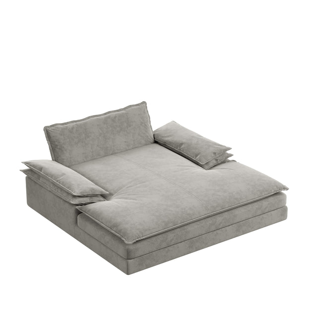 Modern Oversized Double Chaise Lounge Chair,Deep Seat Upholstered Reading Chair with Detachable Design,Chenille Lazy Sofa w/ Large Pillows & Wide Armrests,Suitable for Living Rooms, Apartments