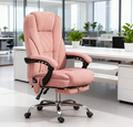 Heated Reclining Massage Office Chair with Adjustable Height and Footrest, Pink