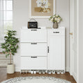 White color shoe cabinet  with 4 doors 1 drawers,large space for storage
