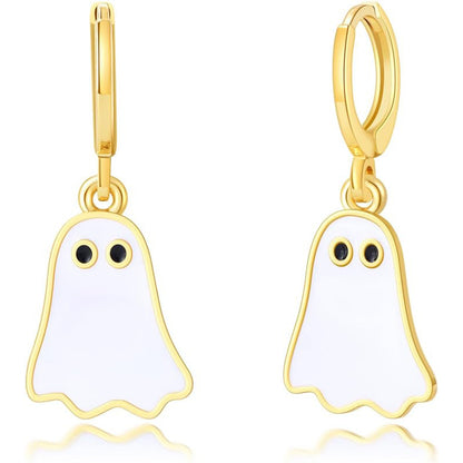 Halloween Walking Ghost Golden Cute Earrings