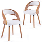 Wood Dining Chairs, Set of 2 Modern Upholstered Dining Chairs with Curved Backrest for Kitchen, Dining Room, Living Room