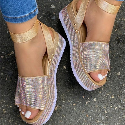 Rhinestone Sandals Summer Fashion Platform Shoes For Women - Eloy Royal