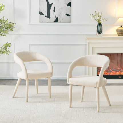 Premium Velvet Upholstered Dining Chair with Hollow Backrest - Dining Room Chair Bedroom Vanity Chair Living Room Accent Chair Cafe Leisure Chair Negotiation Room Meeting Chair(Off White, Set of 2)