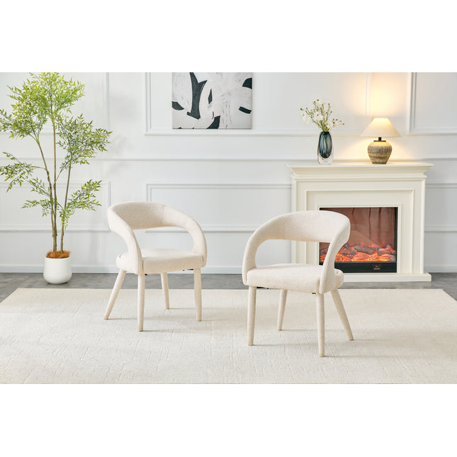 Premium Velvet Upholstered Dining Chair with Hollow Backrest - Dining Room Chair Bedroom Vanity Chair Living Room Accent Chair Cafe Leisure Chair Negotiation Room Meeting Chair(Off White, Set of 2)