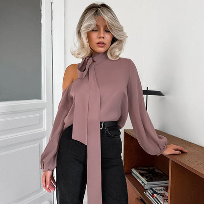 Women's Off-the-shoulder Irregular Collar Shirt