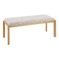 Contemporary Bench in Gold Metal and Grey Leopard Fabric
