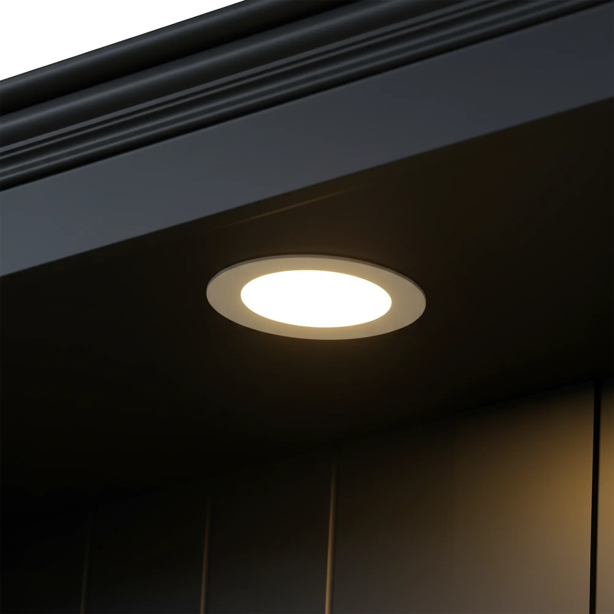 78.75''H 4-Tier Display Shelf, with 5-Colors Dimmable Ceiling Light, Freestanding Farmhouse Bookcases with Storage & Doors, Bookshelf with Adjustable Glass Shelves for Home & Office - Black - Eloy Royal