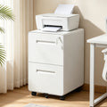 2 Drawer Metal Mobile File Cabinet with Lock, All-Steel Metal Storage Cabinet on 360° Wheels, Fully Assembled, Holds A4/Letter/Legal Files, White Steel Office Storage Cabinet for Home Office