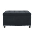 Tufted Storage Ottoman with Nailhead Trim, Square Upholstered Footstool, Fabric and Wood Coffee Table for Living Room, Bedroom, Small Space Furniture
