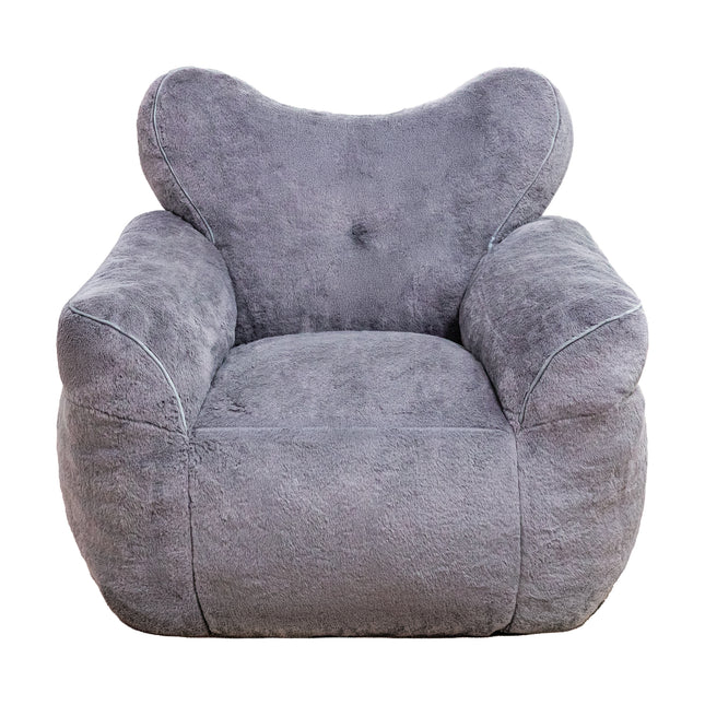 Bean Bag Chair, Faux Fur Beanbag Chair for Adults,Comfy  Sofa with  heart-shaped Back Support, Large Reading Chair for Living Room, Bedroom, Apartment (Gray)