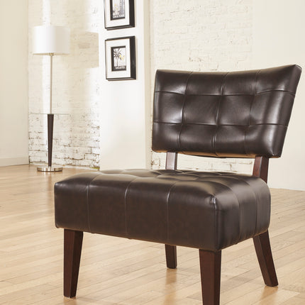Roundhill Furniture Blended Leather Tufted Accent Chair with Oversized Seating, Brown