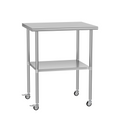 Stainless Steel Table 24 x 30 Inches Metal Work Table  Adjustable Undershelves With wheels for Commercial Kitchen, Outdoor, Restaurant, Hotel & Garage