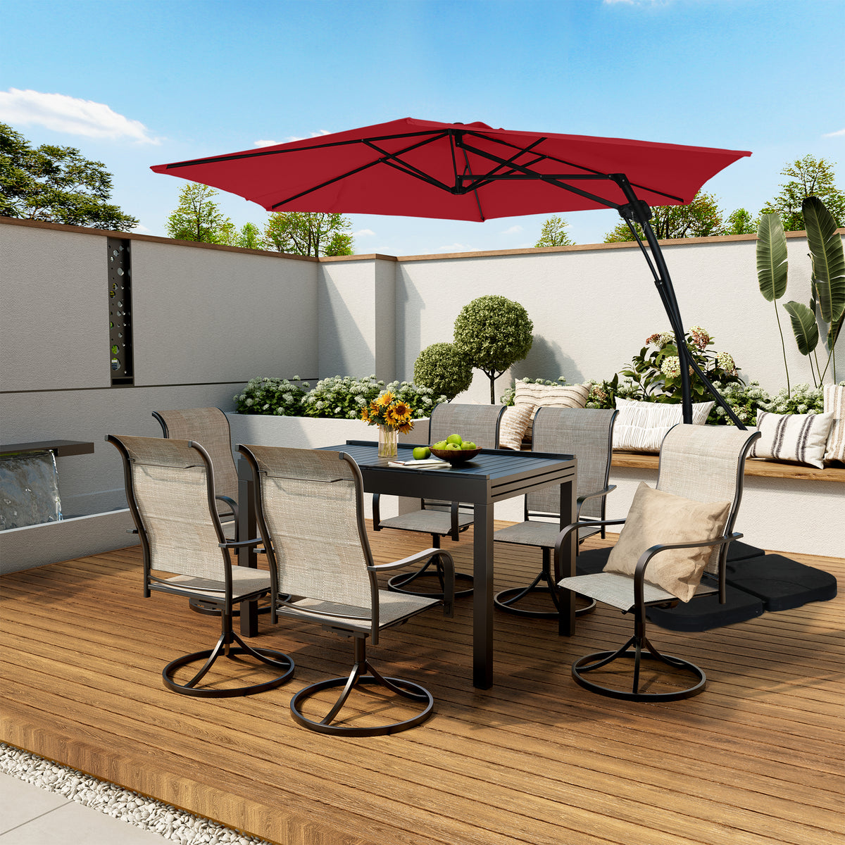 10ft Outdoor Patio Cantilever Umbrella with Stand