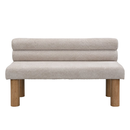 Upholstered Dining Bench, End of Bed, Entryway Bench, Ottoman for Dining Room, Bedroom, Living Room, Rubber Wood Leg 300 LBS Support, Light Grey