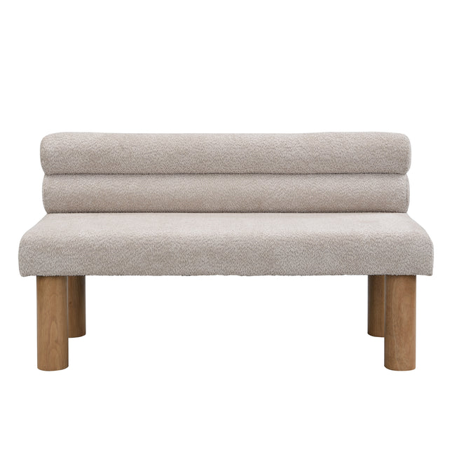 Upholstered Dining Bench, End of Bed, Entryway Bench, Ottoman for Dining Room, Bedroom, Living Room, Rubber Wood Leg 300 LBS Support, Light Grey