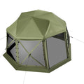 Pop up Gazebo Screen Tent, 13 x 13 ft, 13-Sided Spherical Camping Canopy Tent with Removable Top & Carry Bag, Quick-Set & Bite-Proof, Screen House Sun Shelter for 10-12 Persons, Green
