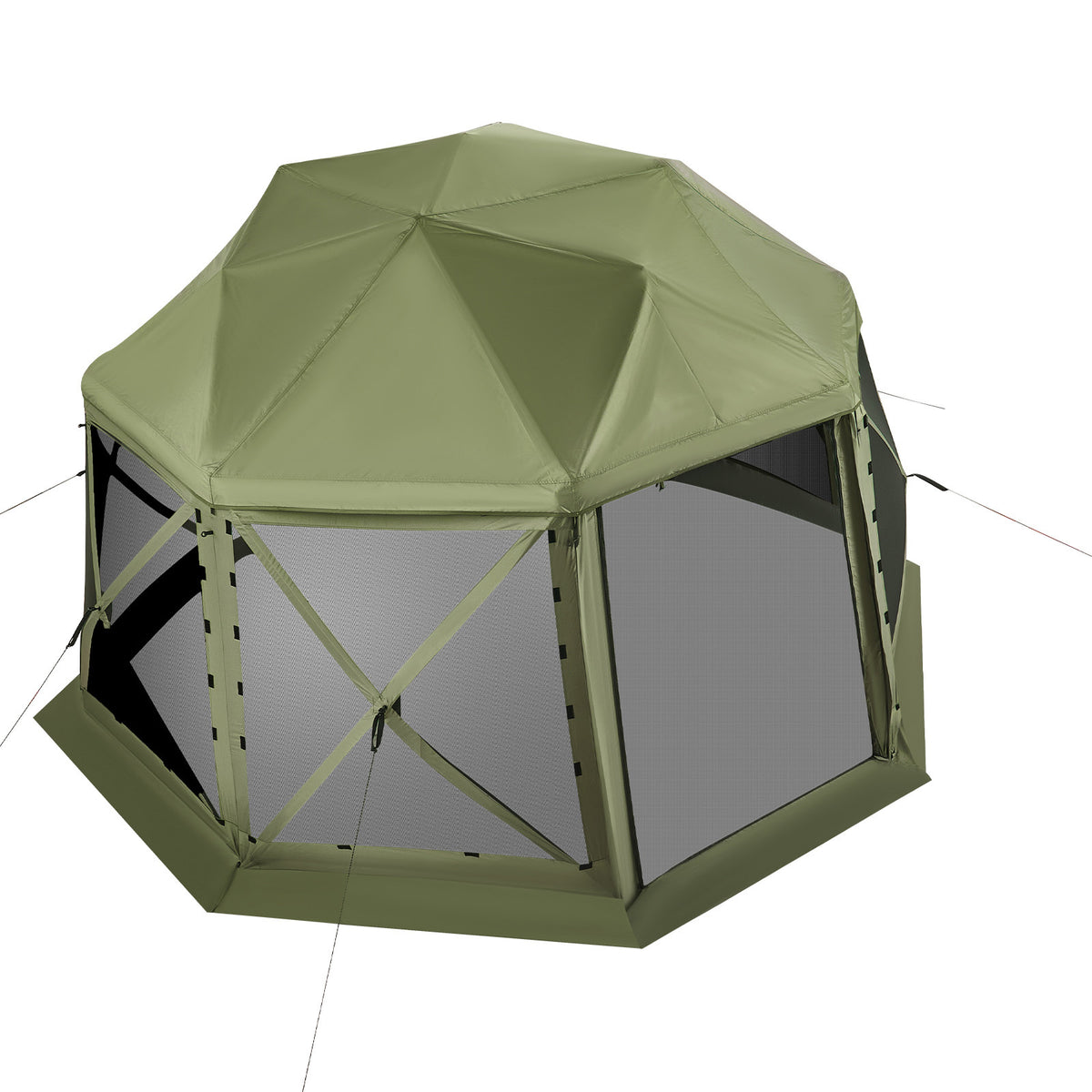 Pop up Gazebo Screen Tent, 13 x 13 ft, 13-Sided Spherical Camping Canopy Tent with Removable Top & Carry Bag, Quick-Set & Bite-Proof, Screen House Sun Shelter for 10-12 Persons, Green
