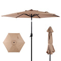 7.5 FT Patio Umbrella, Outdoor Market Yard Umbrella, Sun Shade Umbrella with Push Button Tilt and Crank Mechanism for Garden, Deck, Pool and Backyard, Not Include Umbrella Base, Brown