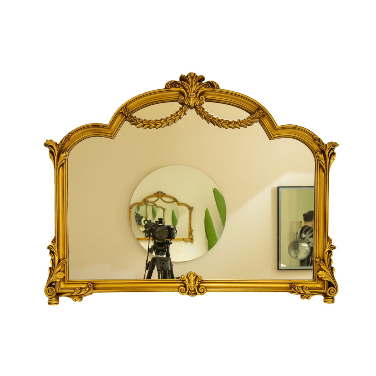 35'' VITI Mirror, Baroque Revival Style PU Mirror with An Ornate Golden Frame, Suitable for Bathroom, Bedroom, Living Room, Corridor, Entryway, etc.