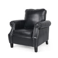 Contemporary Black PU Club Chair with Nailhead Trim and Rolled Armrests