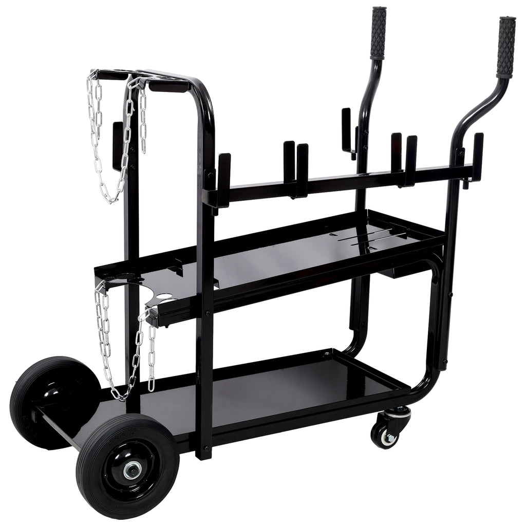 Heavy Duty 2-Tier Rolling Welding Cart Portable Welder Storage Trolley with Wheels for MIG TIG ARC Welder Plasma Cutter and Welding Accessories,Black Color